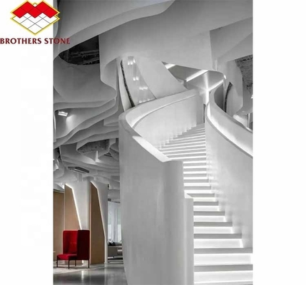 Foshan Custom Modern Gekleurde Marmer Grote Slab Snijdt naar maat Trappen voor Huis Interieurontwerp