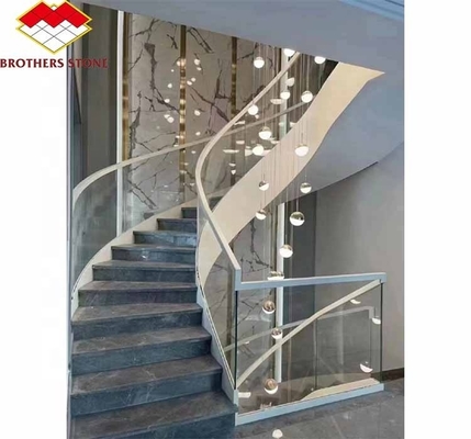Hotel Indoor Marble Staircase met modern spiraal gebogen ontwerp en maatoptie