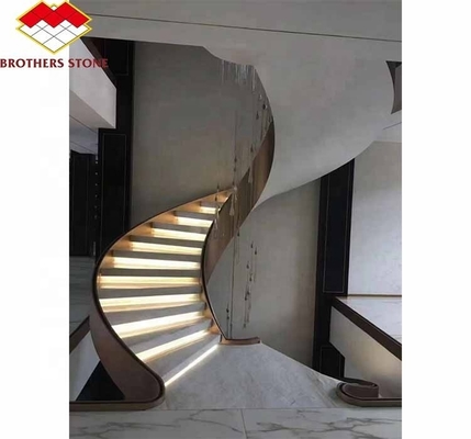 Hotel Indoor Marble Staircase met modern spiraal gebogen ontwerp en maatoptie