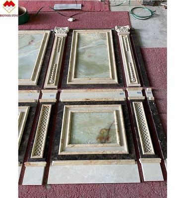 Gepolijste room beige groene onyx marmeren wandbekleding modern ontwerp voor villa achtergrond