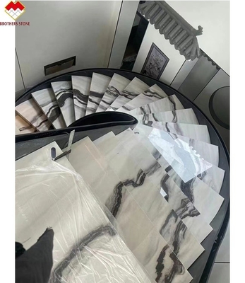 Open boek Marmeren marmeren vloeren Spiraltrappen met Panda witte marmeren treads en risers