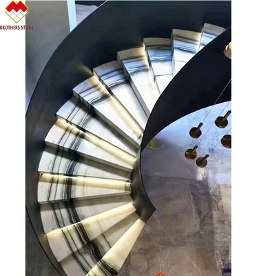 18 mm dikte grote plaat moderne natuurlijke panda witte marmer spiraal trappen trap