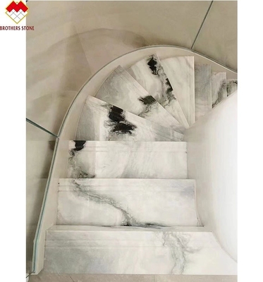 18 mm dikte grote plaat moderne natuurlijke panda witte marmer spiraal trappen trap
