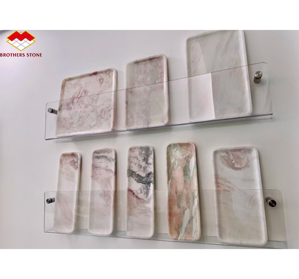 Rose Rainbow Luxury Stone Tray in zacht roze voor moderne villa en hotel decoratie