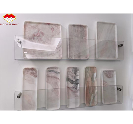 Rose Rainbow Luxury Stone Tray in zacht roze voor moderne villa en hotel decoratie