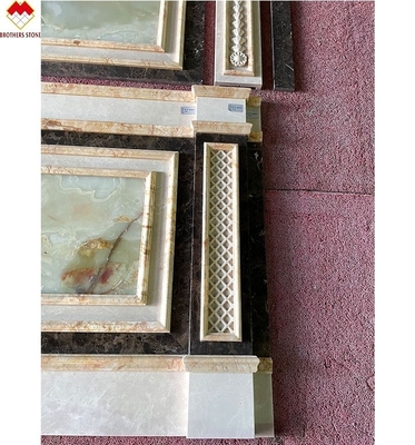 Grote plaat Emperador Marmeren wandpaneel ontwerp gesneden kolom voor room beige marmeren plaat