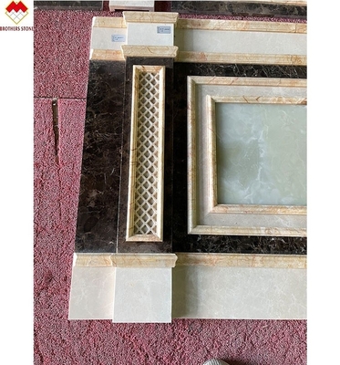 Grote plaat Emperador Marmeren wandpaneel ontwerp gesneden kolom voor room beige marmeren plaat