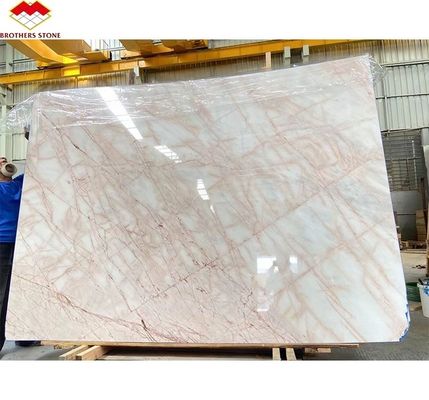Custom witte oniks marmer mat afwerking moderne luxe ronde eettafel met rode aders