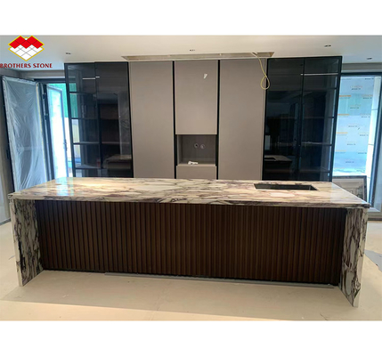 Moderne paarse Calacatta Viola marmeren platen voor villa keuken werkbanken in hotel