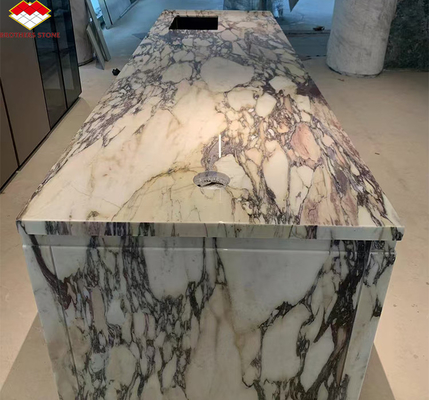 Moderne paarse Calacatta Viola marmeren platen voor villa keuken werkbanken in hotel