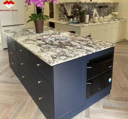 Moderne paarse Calacatta Viola marmeren platen voor villa keuken werkbanken in hotel