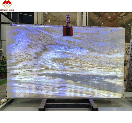 Fantasy Blue Marble Vanity Top Countertop Table OEM Custom Blauwe Kristal Kwartssteen