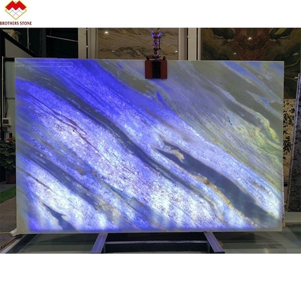 Fantasy Blue Marble Vanity Top Countertop Table OEM Custom Blauwe Kristal Kwartssteen