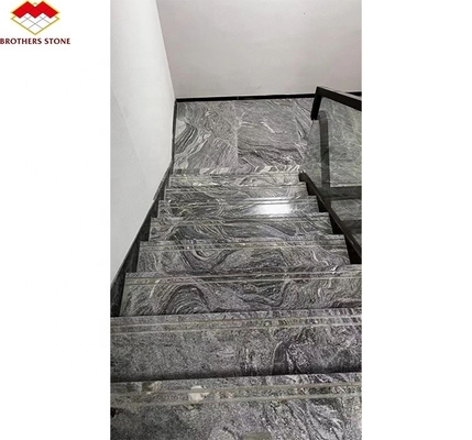 Modern Hotel Matt Oppervlakte Afwerking Natuursteen Donkergrijze graniet met witte aders Trap