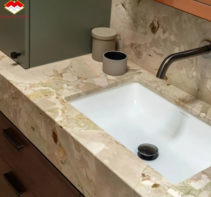 Moderne hotelontwerp gepolijst Monet Tuin Marmer Grote plaat voor badkamer Vanity Wasbecken