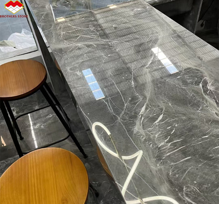 Moderne gepolijste Pradas Grijs marmeren keuken countertops voor Villa Hotel Grafisch ontwerp