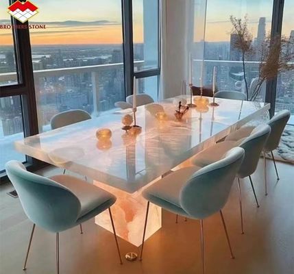 Natuursteen met achtergrondverlichting Roze Onyx Translucent Steenplaat voor moderne tafel en Batutub