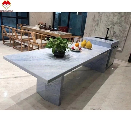 Gepersonaliseerde grootte Blauwe kwarts countertops achtergrondverlichting Brazilië Blauwe kristallen marmeren steen in goede staat