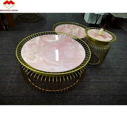 Natuursteen met achtergrondverlichting Roze Onyx Translucent Steenplaat voor moderne tafel en Batutub