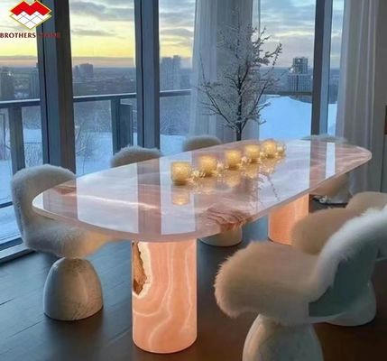 Natuursteen met achtergrondverlichting Roze Onyx Translucent Steenplaat voor moderne tafel en Batutub