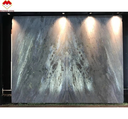 Grote plaat met achtergrondverlichting Calcite Azulata Brazilië Diamant Blauw Kristal Marmeren Plaat Wandplaat
