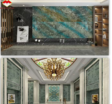 Modern Luxury Fantasy Brazilië Labradorite Blauwe Granit Eettafel Top Gepolijste Blauwe Marmeren Wandpanelen voor Hotel Grafisch Ontwerp