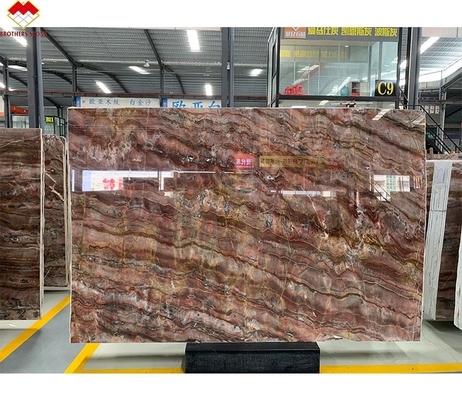 Tafelplank Rode spin Marmeren boekenmatch Translucent bloedoranje onyx voor villa