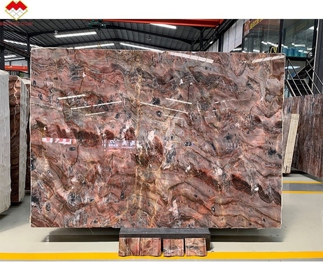 Tafelplank Rode spin Marmeren boekenmatch Translucent bloedoranje onyx voor villa