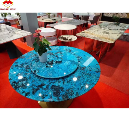 Modern Luxury Fantasy Blauwe Steen Calcite Marmeren Eettafel met gepolijste afwerking