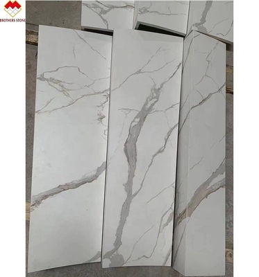 Wit Zwart Grijs Goud Op maat Gepolijst Calacatta Marmeren Look Porseleinen tegels Trappen