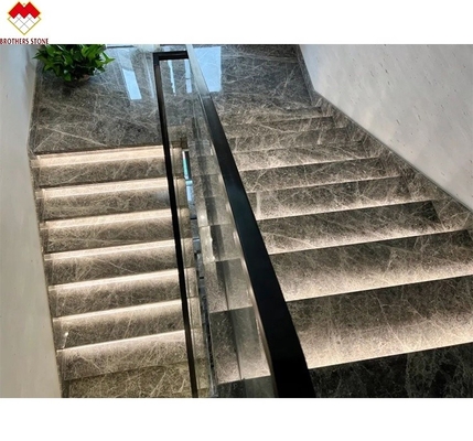 LED-trap licht rechte spiraal marmeren trappen met natuurlijk marmeren steen trap materiaal