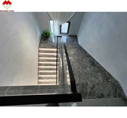LED-trap licht rechte spiraal marmeren trappen met natuurlijk marmeren steen trap materiaal
