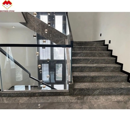 LED-trap licht rechte spiraal marmeren trappen met natuurlijk marmeren steen trap materiaal