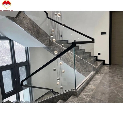 LED-trap licht rechte spiraal marmeren trappen met natuurlijk marmeren steen trap materiaal