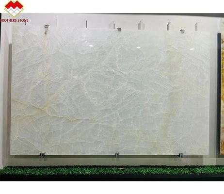 FOB Translucent Ice Crack White Onyx Marble LED achtergrondverlichting Slab voor Villa achtergrondmuur