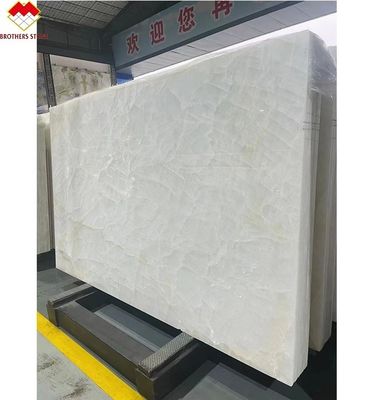 FOB Translucent Ice Crack White Onyx Marble LED achtergrondverlichting Slab voor Villa achtergrondmuur
