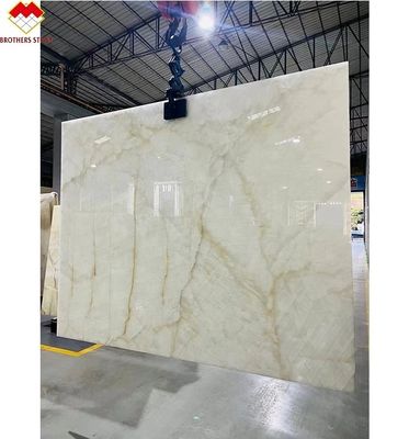 FOB Translucent Ice Crack White Onyx Marble LED achtergrondverlichting Slab voor Villa achtergrondmuur