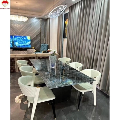 Big Slab Luxe Smaragd Blauw Onyx Marmer uit Brazilië voor Transparante Diner Table Top