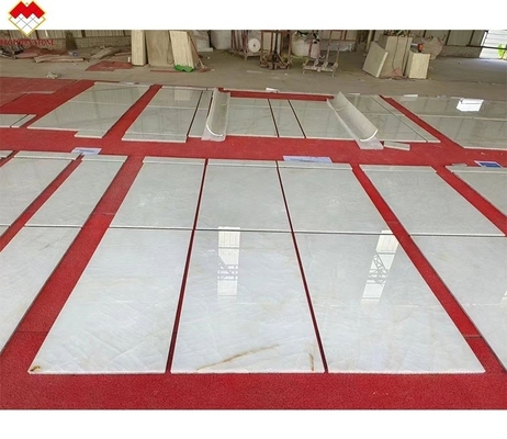 Doorzichtige ijskraak gepolijste afwerking Wit onyx marmeren tegels 30 * 60 cm voor villa muren