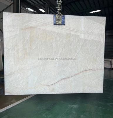 Doorzichtige ijskraak gepolijste afwerking Wit onyx marmeren tegels 30 * 60 cm voor villa muren