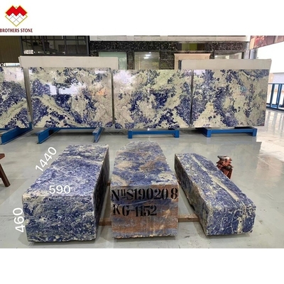 Op maat gemaakte Bolivia Blauw Transparent Sodalite Onyx Marmer voor grote plaat of op maat gesneden