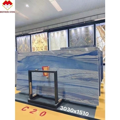 Blauw Blauw Macaubas Quartzite Steen Gepolijst Gepolijst Oppervlak Grafisch Ontwerp voor eind Huis