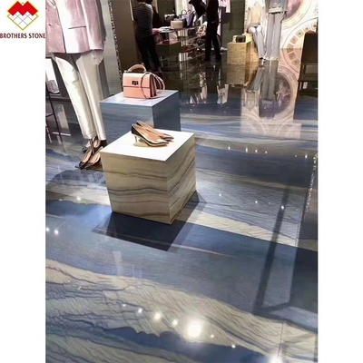 Blauw Blauw Macaubas Quartzite Steen Gepolijst Gepolijst Oppervlak Grafisch Ontwerp voor eind Huis
