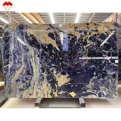 Gepolijste droomsaffira Blauwe onyx kwartsiteslaag luxe steen achtergrondverlichting doorzichtig