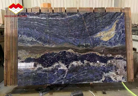 Gepolijste droomsaffira Blauwe onyx kwartsiteslaag luxe steen achtergrondverlichting doorzichtig