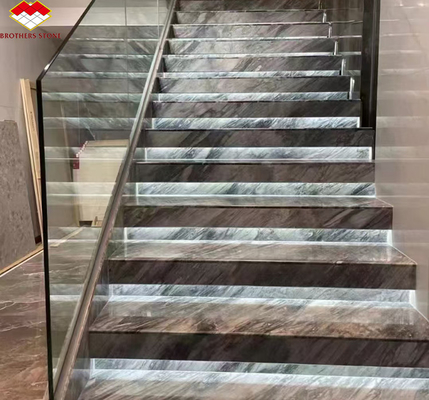 Hotel Interieurontwerp Calcite Marmeren Trappenvloer en Trappen met Licht in Florence Grijs