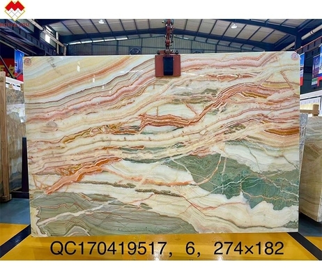 Concurrerend Oniks Steen Veneer Boek Match Kleurrijke Oniks Flooring Tile Backlit Regenboog
