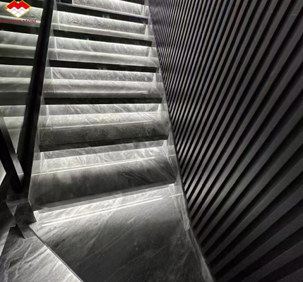 Populaire ruimte grijze marmer grote plaat voor moderne lichtgrijze trappen in huis en hotel