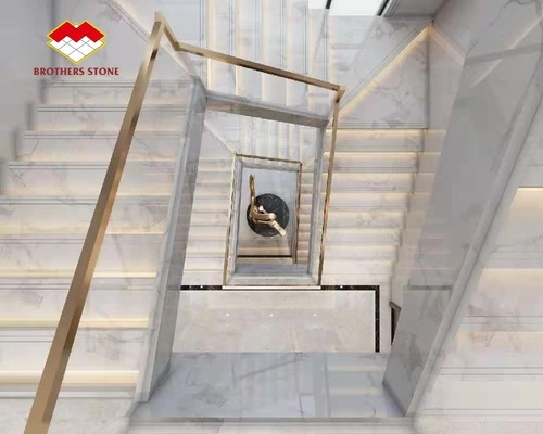 Natuurlijke witte marmeren trap van steen marmeren niet-rutsende trappen voor trappen en liften