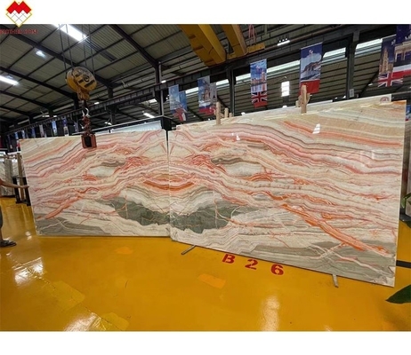 Gepolijst en gepolijst oppervlak Finish Translucent Rainbow Onyx Slab voor kleurrijk wandpaneel